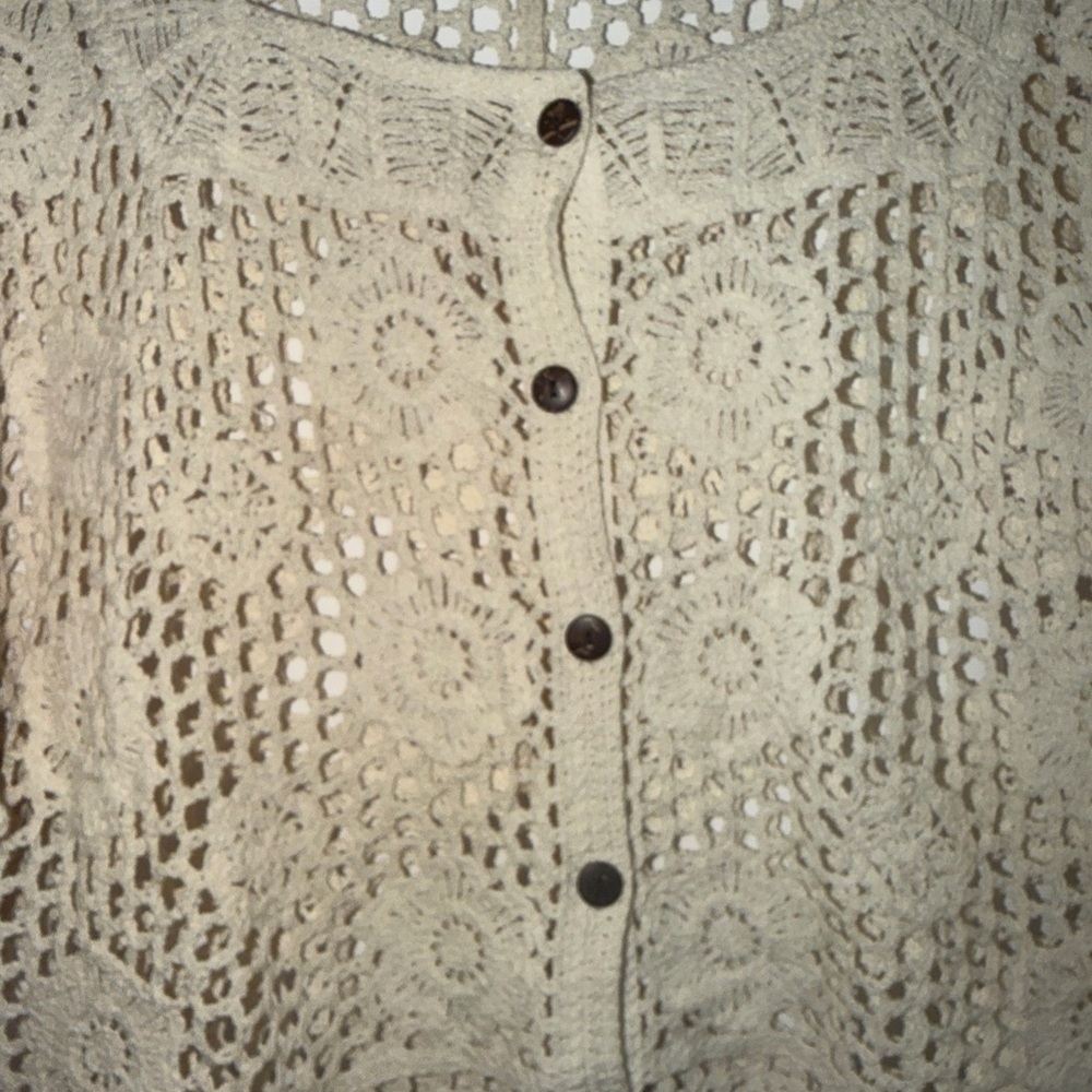 Chic Cream Crochet Button-Up Blazer - Picture 3 of 9
